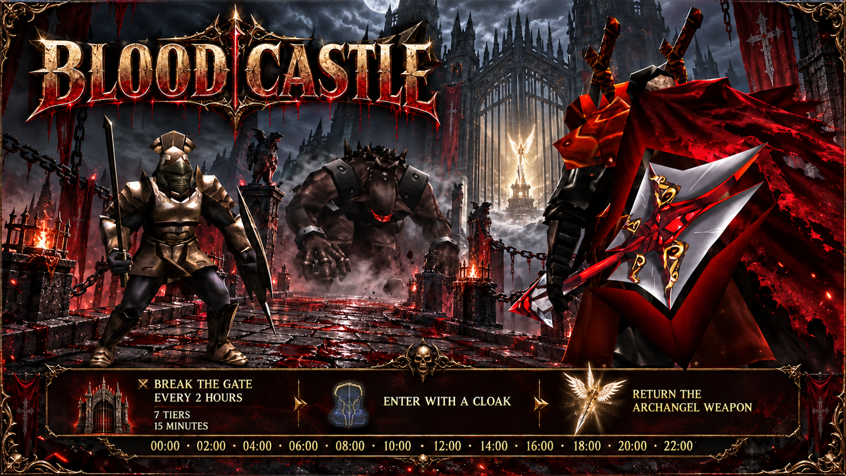 Blood Castle - break the gate and return the Archangel weapon