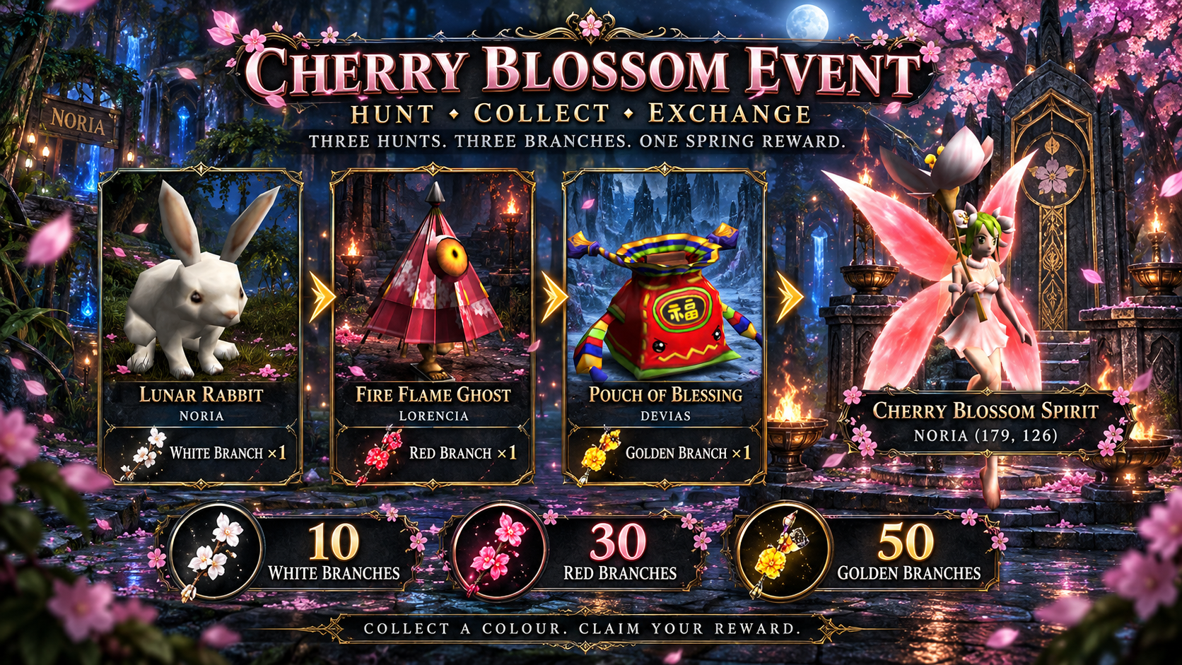 Cherry Blossom Event - hunt branches and exchange them in Noria