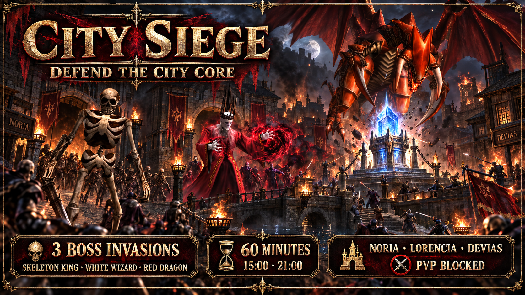 City Siege - defend Noria, Lorencia or Devias from invasion bosses