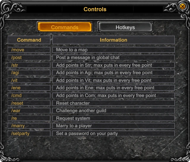 Controls - Commands
