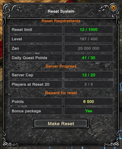 Reset System
